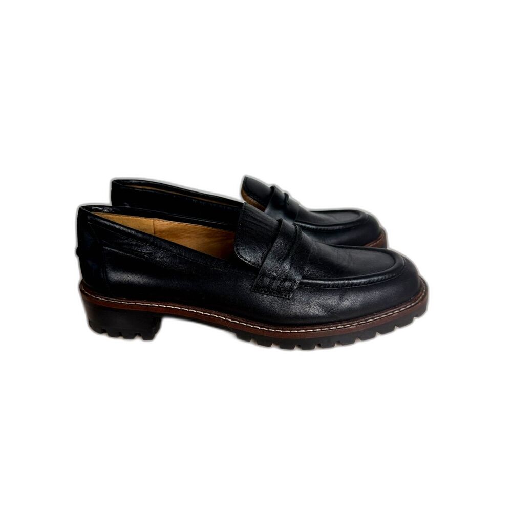 Madewell Corinne‎ Lugsole Loafers 6.5 Black Leather Penny Chunky Sole Shoes